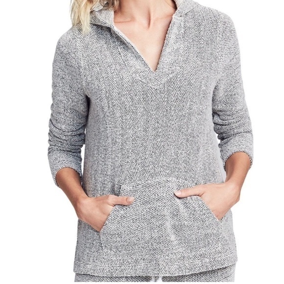 Faherty Brand Seabrook Textured Hoodie Poncho Grey‎ - Picture 1 of 8